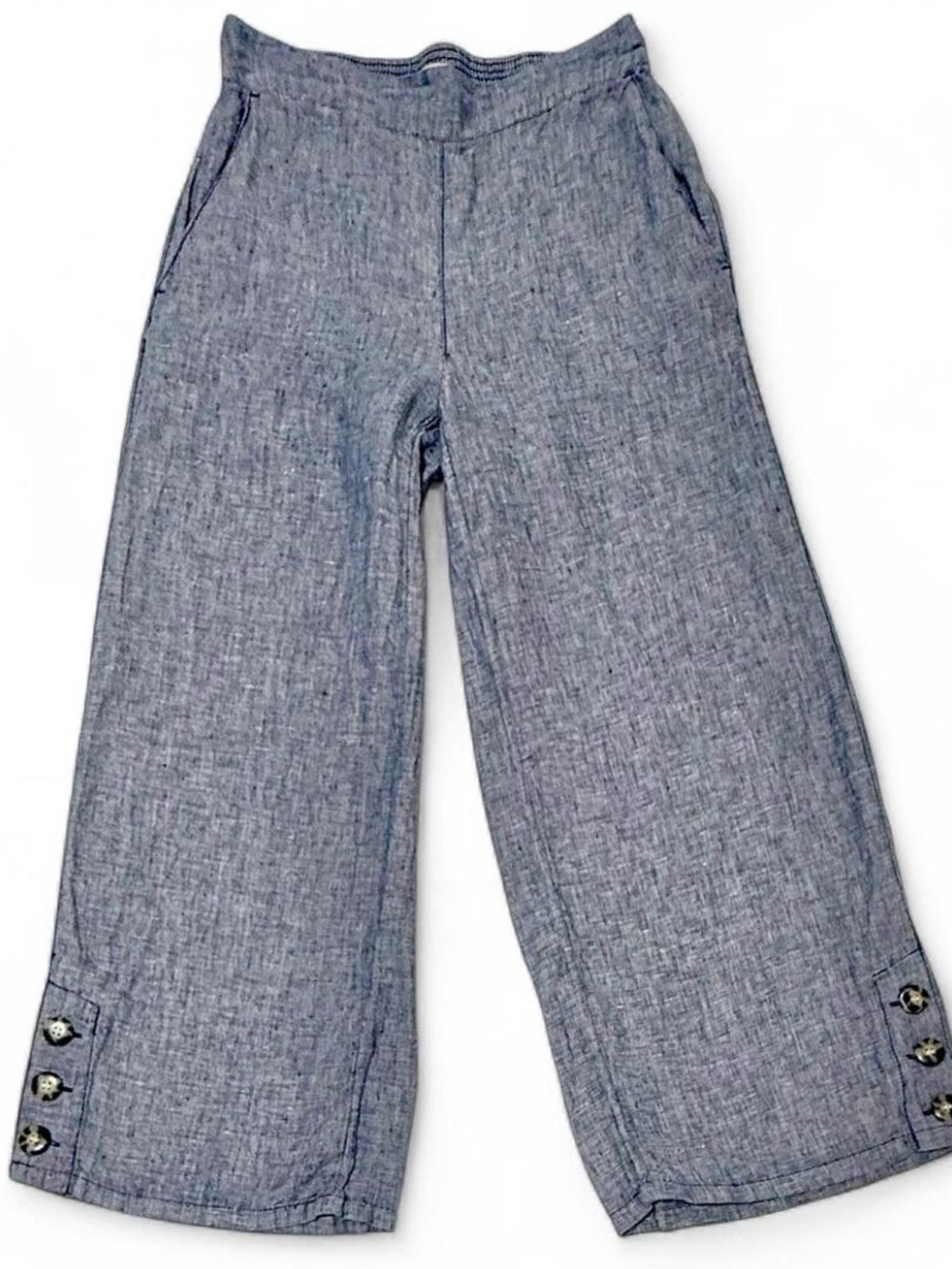 Sigrid Olsen Wide-Leg Linen-Blend Pants in Slate Blue - Picture 2 of 6